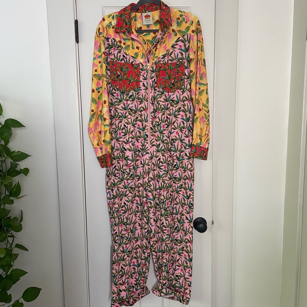 Farm Rio Tropical Floral Mixed Print Jumpsuit